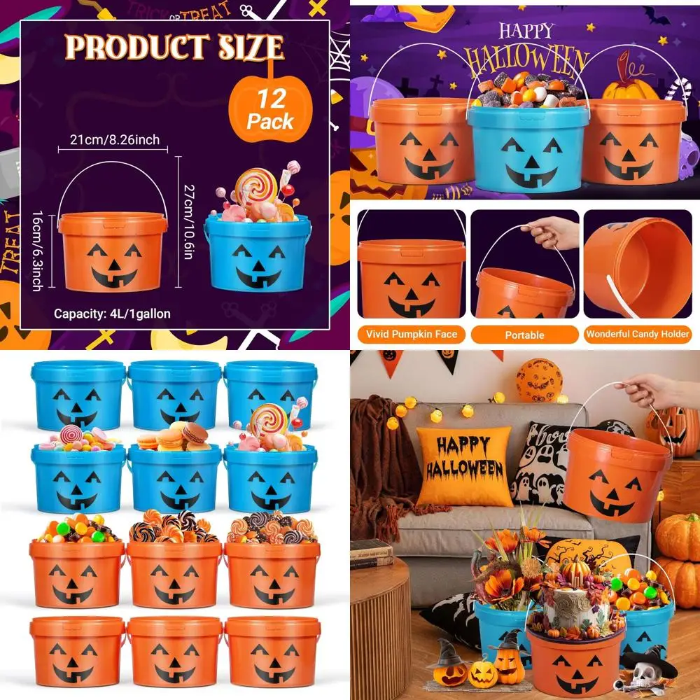 

1 Gallon Plastic Buckets with Handles, Ideal for Christmas Decor, Candy, Kitchen, and Holiday Party Storage