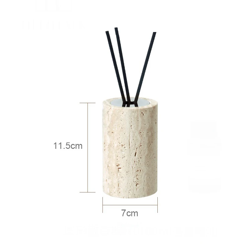 Beige Travertijn Badkamerset Natuurlijke Marmeren Zeepdispenser Rietverspreider Tissue Box Lade Badkameraccessoires