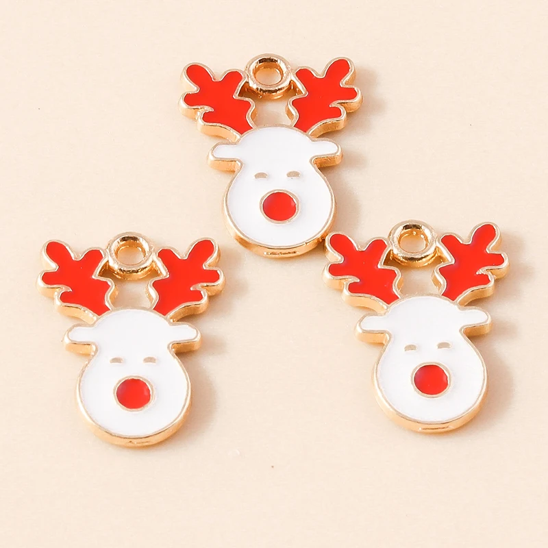20 Stück 12x16mm Cartoon Tier Charms Emaille Weihnachten Hirsch Charms Anhänger für Schmuckherstellung Ohrringe Halsketten DIY Handwerk Versorgung – Detail 3