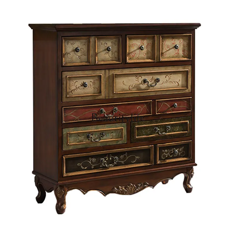 

**European solid wood chest, American country living room, entrance cabinet, storage cabinet