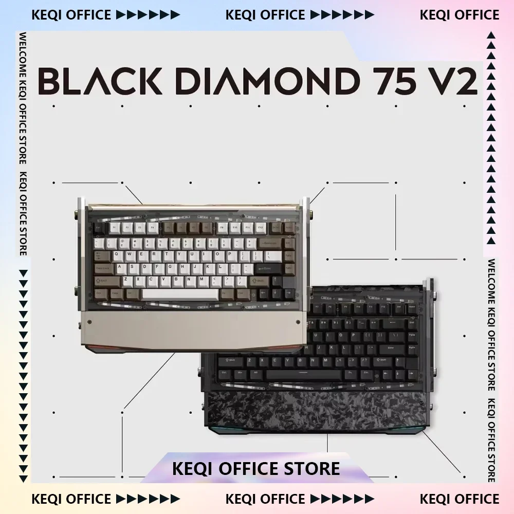 

Angry Miao DRY STUDIO Black Diamond 75 V2 Механическая клавиатура из алюминиевого сплава Трехрежимная игровая клавиатура RGB с беспроводной зарядкой