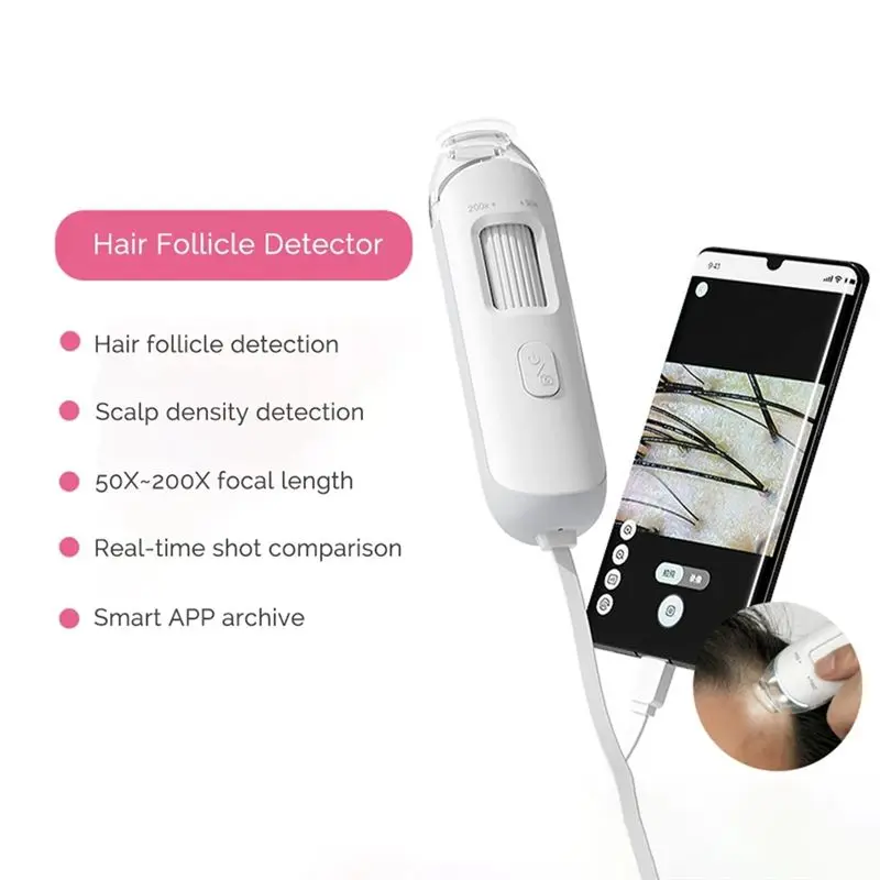YANA35R Rilevatore di follicoli piliferi del cuoio capelluto Rilevatore di pelle 50X-200X Wifi Visibile Pelle e capelli Eetector Tester della pelle Analizzatore della pelle Poro M