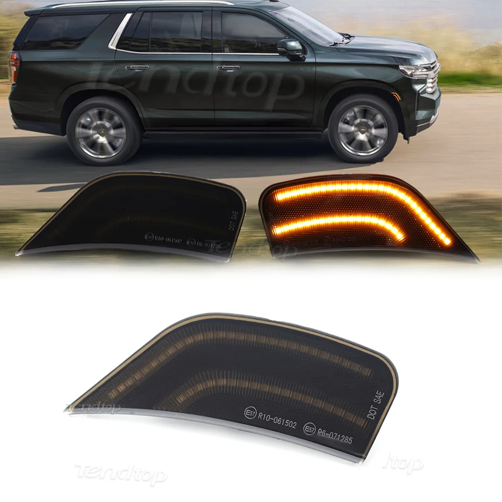 Smoke Lens Amber LED Front Bumper Side Marker Light  Fit For Cadillac Escalade ESV Chevrolet Tahoe GMC Yukon XL 2021 2022 2023