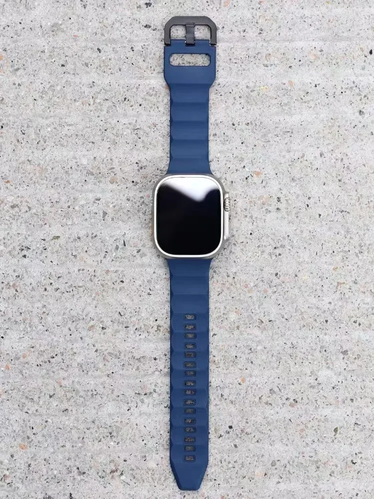 Soft Silicone Strap For Apple Watch Ultra 2 49mm 10 9 8 7 46/42/45/41mm Breathable Wave Style Wristband iWatch 6 5 4 SE 44/40mm