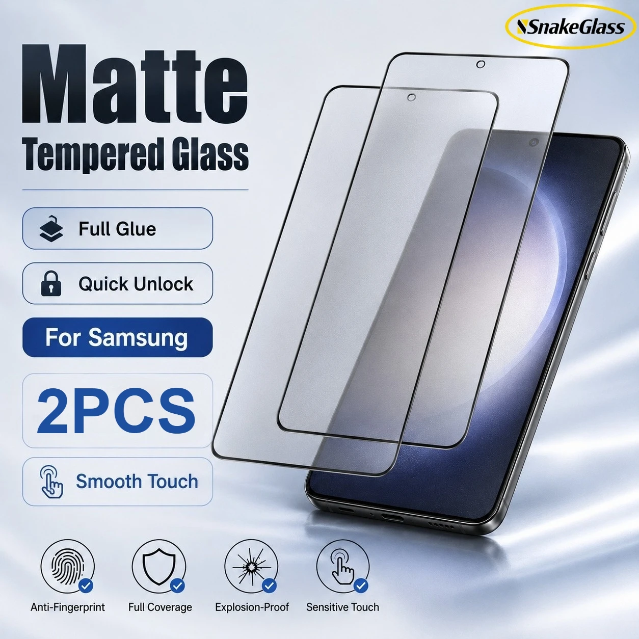 Full Coverage Matte Tempered Glass for Samsung GalaxyS26 Ultra S25 FE S24PLUS S23 S21+ S20FE S22+  Anti-Scratch Anti-Fingerprint