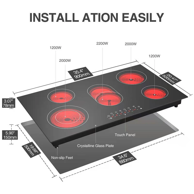 Induction Cooker 6-Head Electric Furnace Household Able Hob Ceramics Intelligent High Power Fire Boiler Waterproof Burner