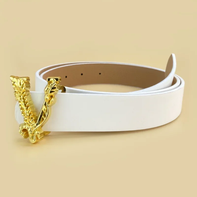 Luxury Brand Pu Leather Belt for  Women Designer Alloy V Buckle Waist Strap Female Jeans Trouser Dress Waistband 2024 New