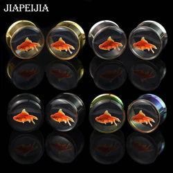 6-50mm 2pcs Cute Fish Ear Gauges Tunnels Double Flared Plug Screw Fit Ear Stretcher Expander Body Piercing Jewelry for Women Men