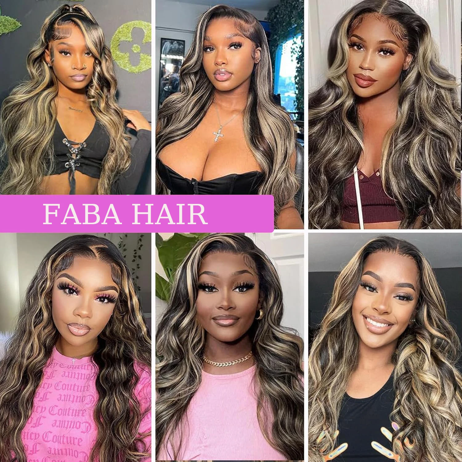 FABA Glueless Wigs Human Hair 1B/27 Highlight Wig Body Wave Human Hair Wigs 40Inch Lace Front Human Hair Wig For Women Mixed Wig