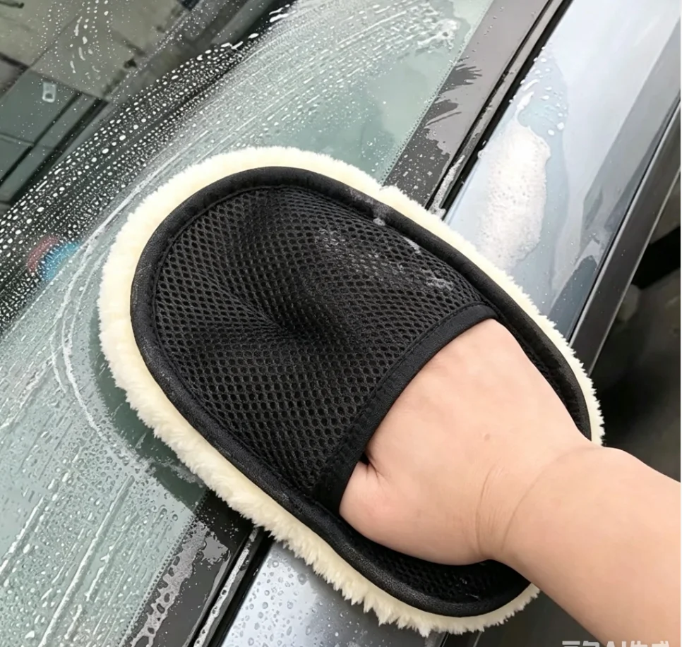 1-10PCS Car Cleaning Wool & Cashmere Gloves Wool-Like Polishing & Waxing Double Sided Gloves Paintless Car Cleaning Tools