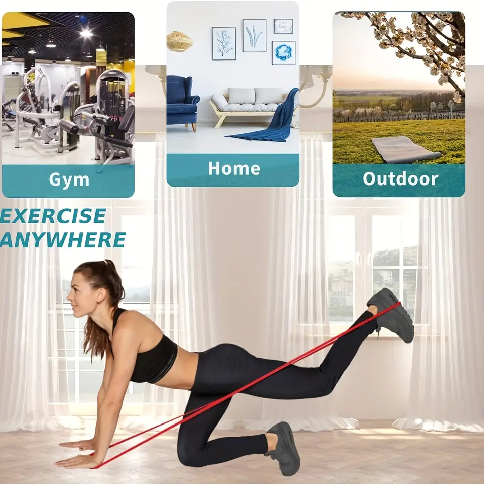 ​​1pc Stackable Heavy Tension TPE Resistance Band Set - Anti-Snap for Home Gym Muscle Strength & Body Stretching​​  Yoga Gym - 4