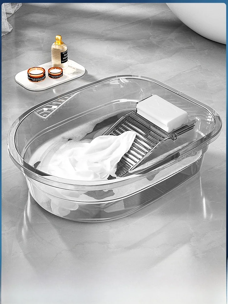 

Large Size Thickened Durable Plastic Laundry Basin with Scrub Board Integrated Design Home Use Hand Washing Tool