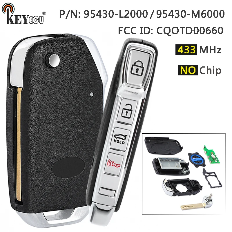

KEYECU 433 МГц P/N: 95430-L2000 95430-M6000 Умный дистанционный брелок без ключа для Kia Forte K5 2019 2020 2021