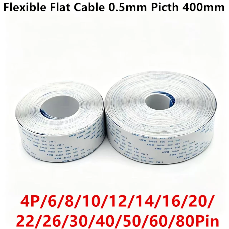 FPC FFC 400mm AWM 20624 80C 60V VW-1 Flexible Flat Cable A/B Type Ribbon Wire 4P/6/8/10/12/14/16/20/22/26/30/40/50/60/80Pin 40CM