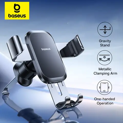Baseus 금속 자동차 전화 홀더 중력 전화 스탠드 공기 환기 자동차 홀더 스탠드 아이폰 Xiaomi 삼성 화웨이 Realme Moile 전화