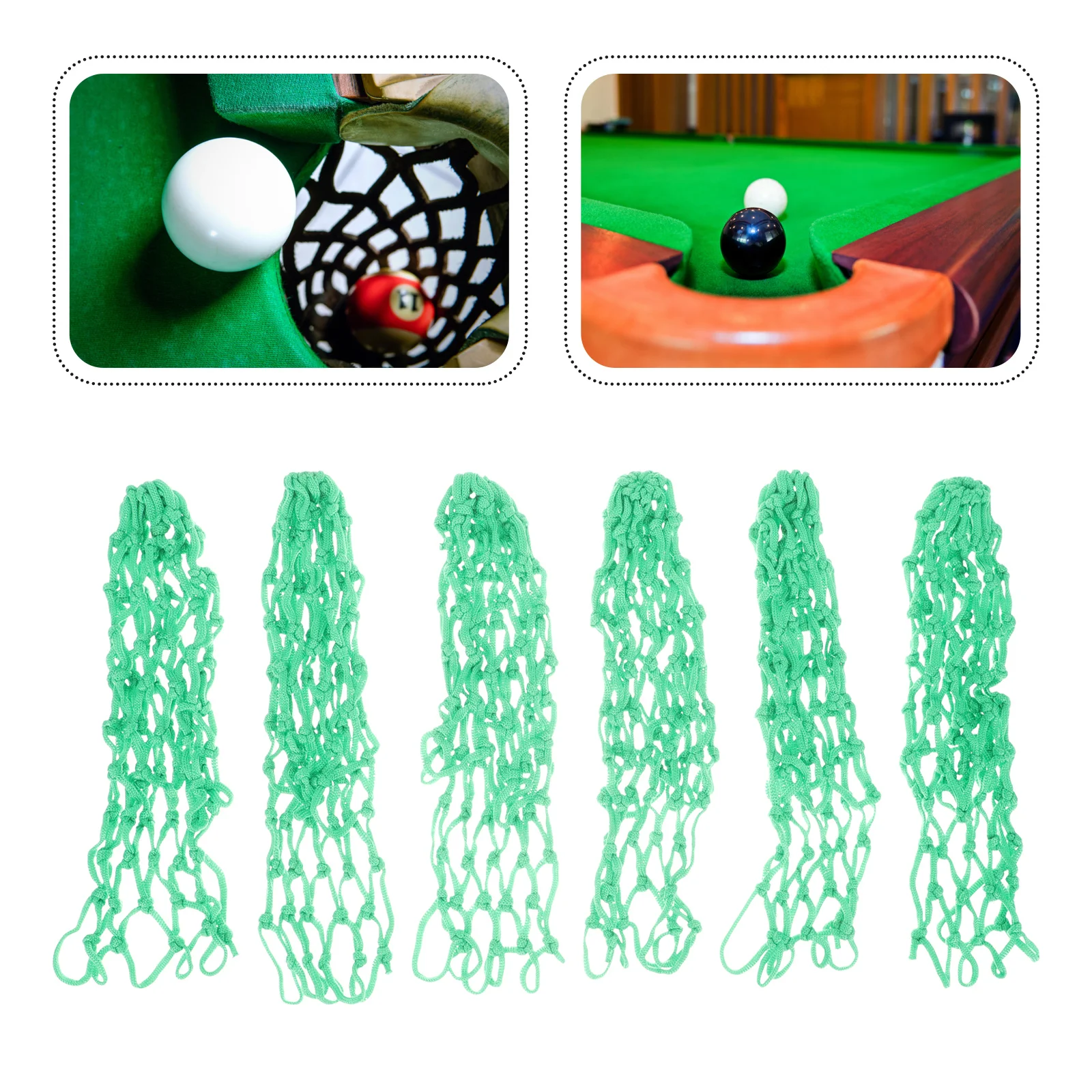 6 Pcs Billiards Net Bag Drop Storage Holder Major Parts Pool Table Accessories Pockets Green