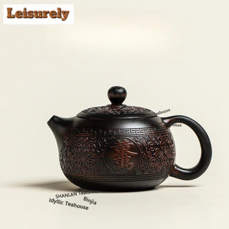 210ML Purple Pottery Xishi Teapot Ancient Tea Infuser Pot Tea Making Kettle With Ball Hole Chinese Tea Tableware Supplies Gift