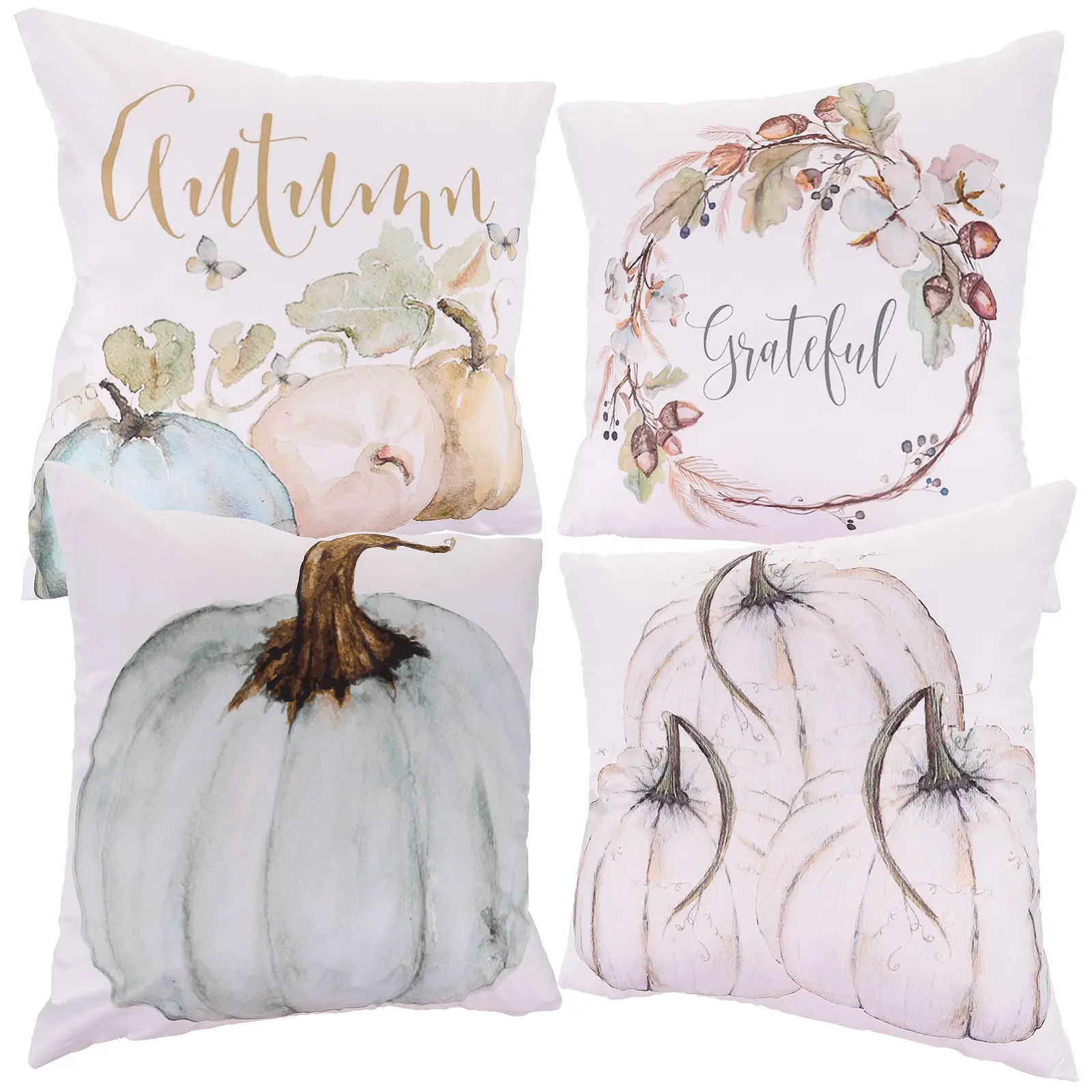 

4 Pcs Home Decor Teal Pillow Cover Autumn Covers Pumpkin Cushion Halloween Couch Pillows for Living Room