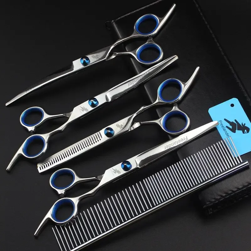 

OEM Professional Stainless Steel 7inch Dog Grooming Scissors Set Small Style Pet Trimmer Safety Tips Sustainable Easy Cleaning
