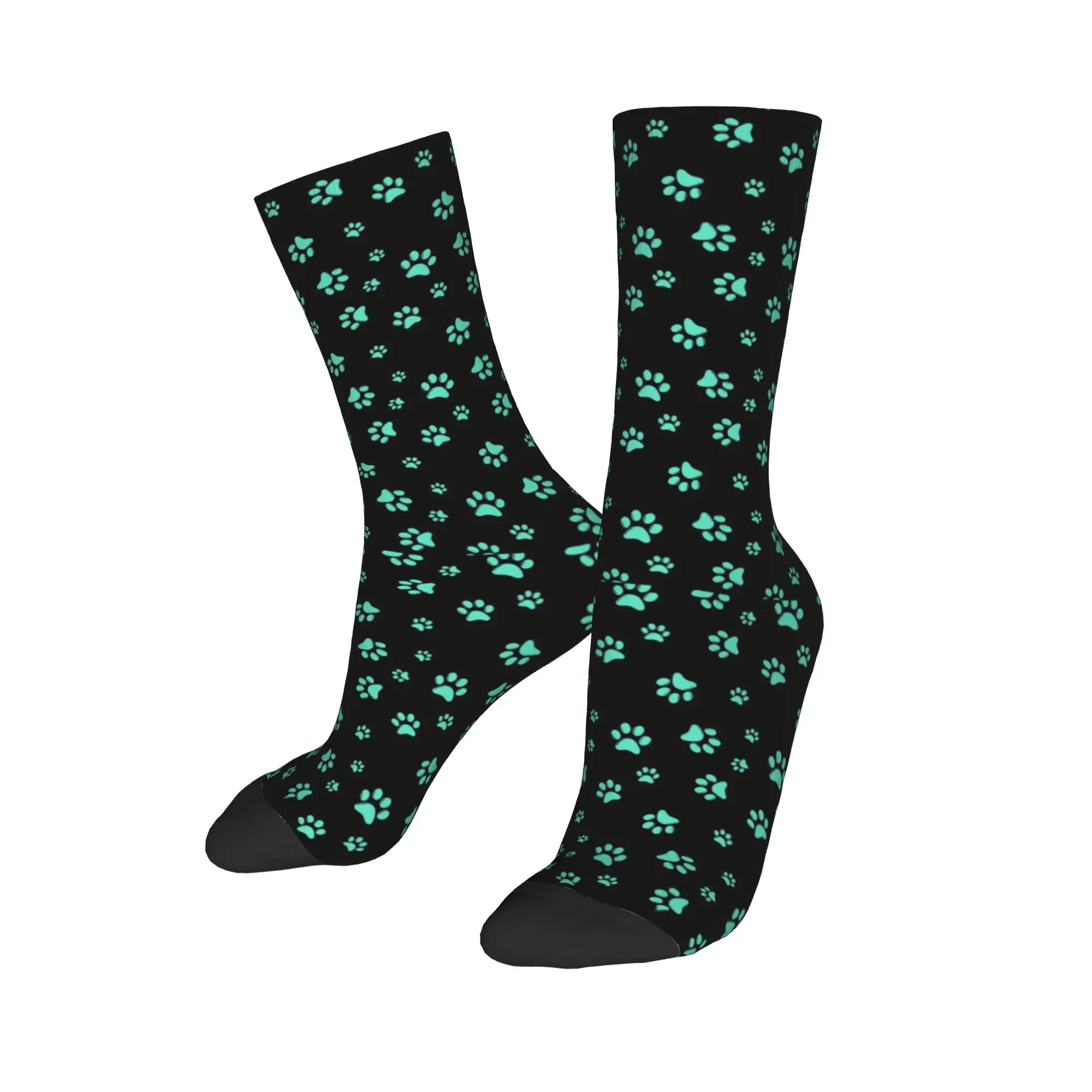 Calcetines Personalizados con Diseño de Huellas de Perro Acuáticas, Calcetines de Moda Unisex para Hombre, para Amantes de los Cachorros y los Animales, Calcetines de Vestir para Primavera, Verano, Otoño e Invierno