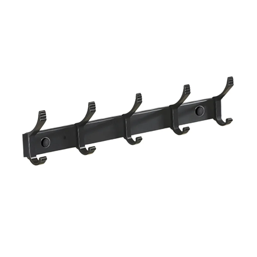 Coat Hooks, Wall Mounted Coat Rack Aluminum Alloy Towel Rope Hook Moveable Dual-Hooks for Kitchen, Bathroom(5 Hooks)