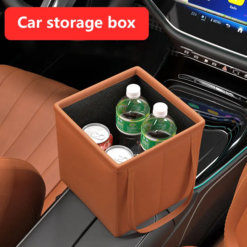 

Car Storage Garbage Supplies Box Car Foldable Leather Trash Can Portable Car Dustbin Garbage Organizer Holder For Cars Suvs Rvs