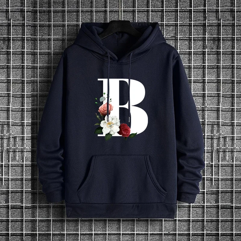 الخريف الشتاء الرجال هوديس رسائل عادية A-Z مطبوعة بلوزات في الهواء الطلق الرياضة الركض ملابس رجالي موضة الشارع البحرية القمم