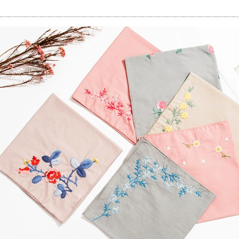 Stickerei Handarbeit Set Blumenmuster für Kinder oder Erwachsene enthalten Anweisungen DIY Taschen tücher Stickerei Set