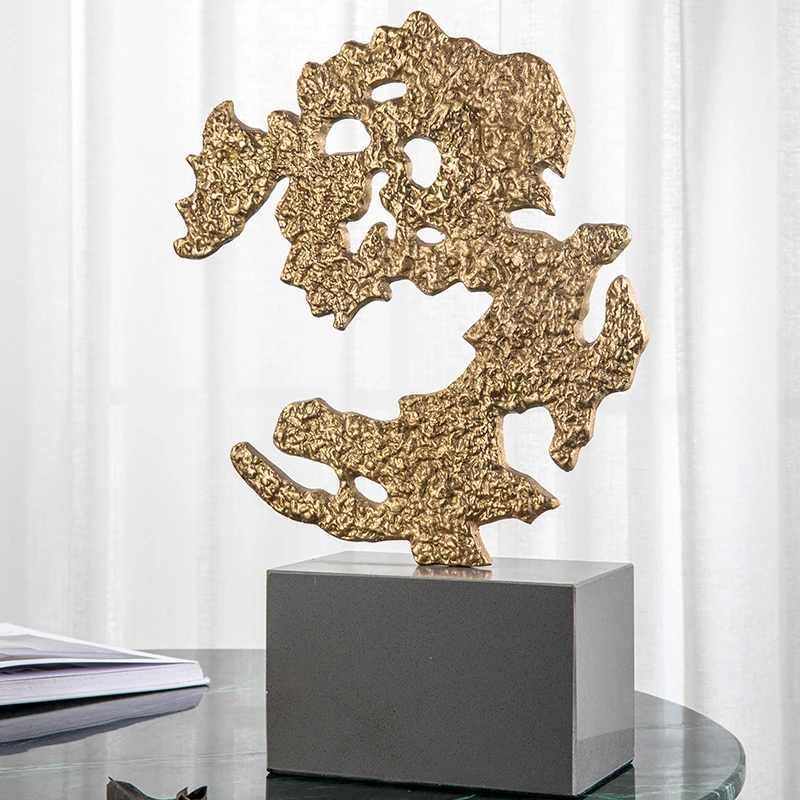 ديكور فندقي لمدخل الرخام الراقية، تصميم حديث، زخرفة مرجانية لسطح المكتب من النحاس الفاخر #4