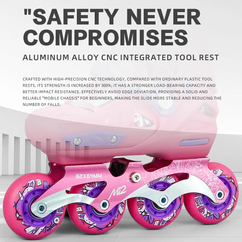 زلاجات مضمنة MI2 قابلة للتعديل للأطفال والأولاد والبنات والشباب المبتدئين مع عجلات مضيئة للأعمار من 4 إلى 16 عامًا