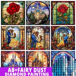 Fairy Dust AB Beauty and the Beast 5D DIY Diamond Painting Cross Stitch Belle Princess Castle Roses Mosaic Home Decor Kids Gift