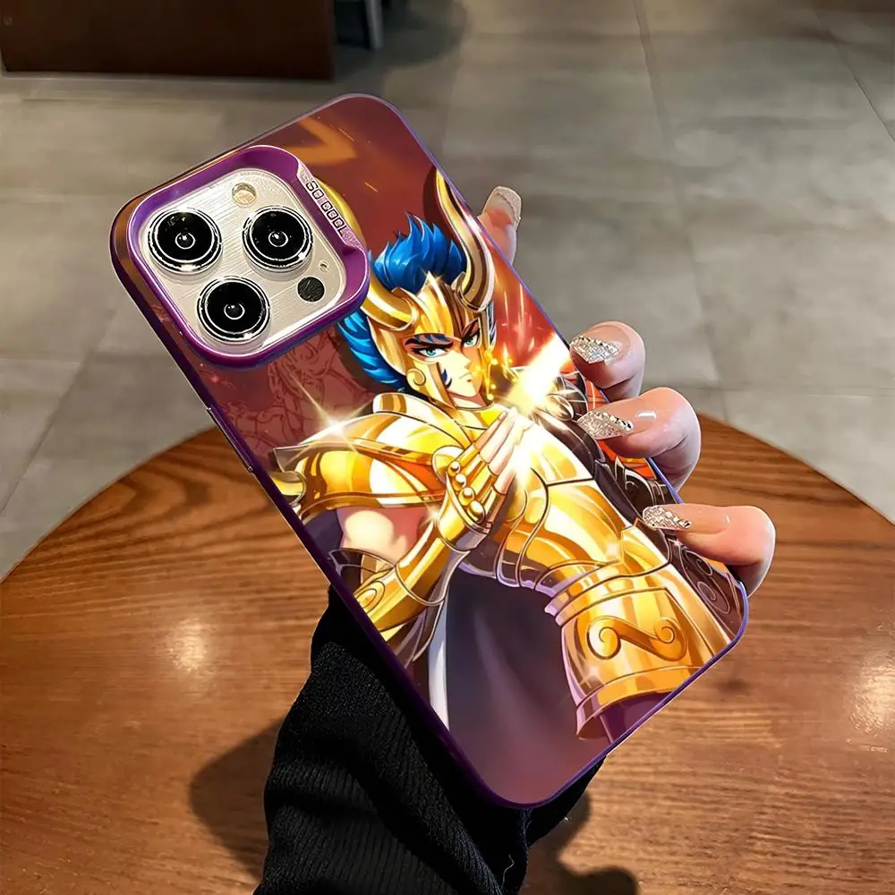 Saint Seiya Phone Case Shockproof Hard For iPhone 15 14 13 12 11 Pro Max Plus XS X Matte Colored Silver Cover