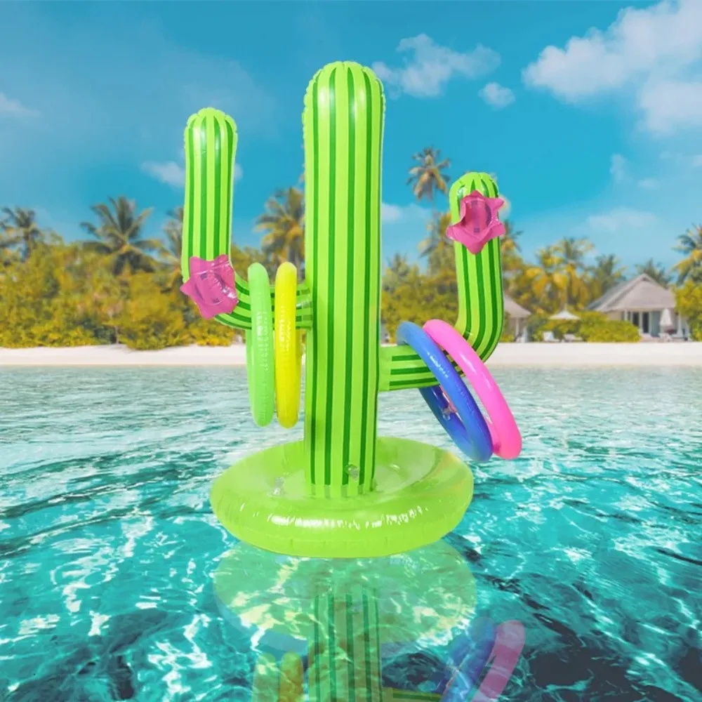PVC inflável cactus anel jogar jogo flutuante jogando cactus inflável flutuante jogar jogo anel de natação interativo