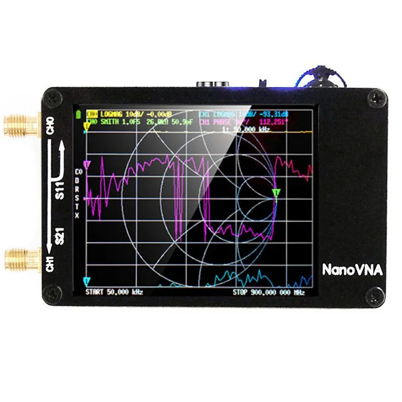 Analisador de antena de rede vetorial AT51-Nanovna-H tela sensível ao toque de 2,8 polegadas, bateria de 400mAh, medição de modo TX/RX