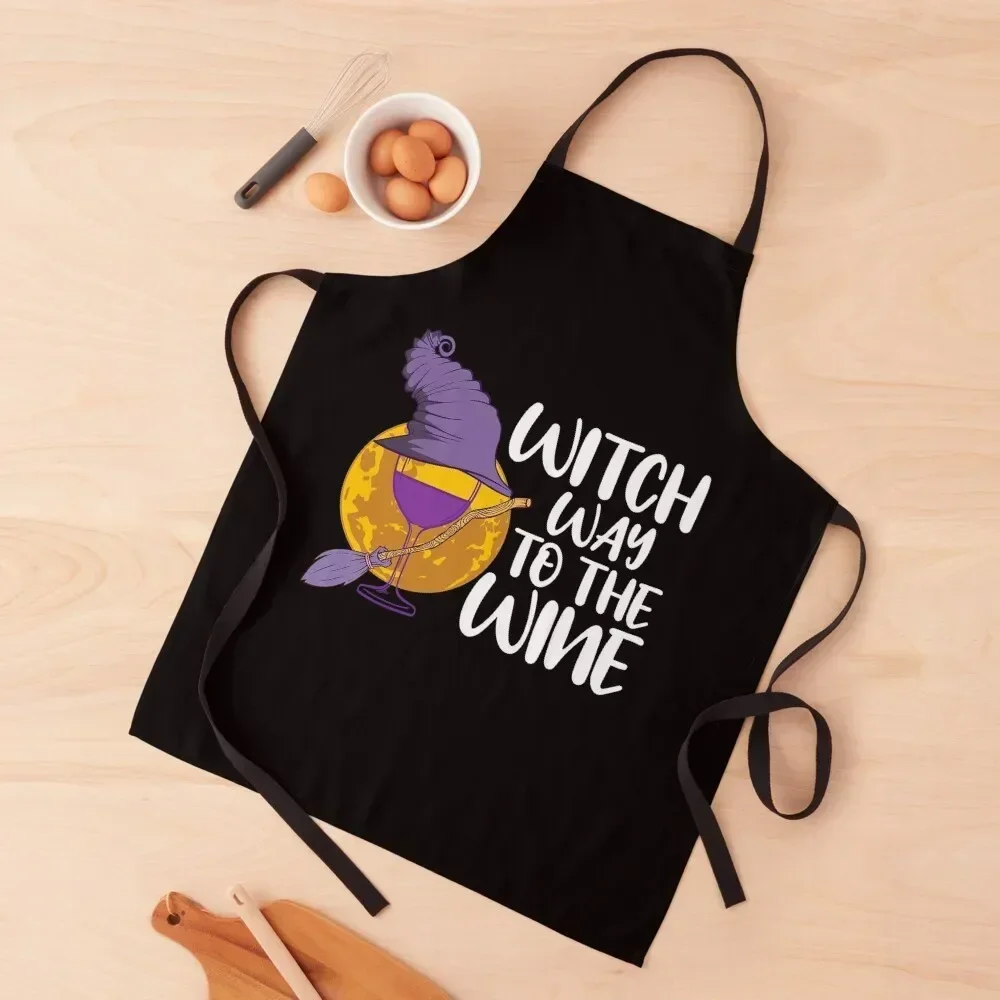 

witch way to wine Apron women's work For Women Kitchen Barber with pockets Apron