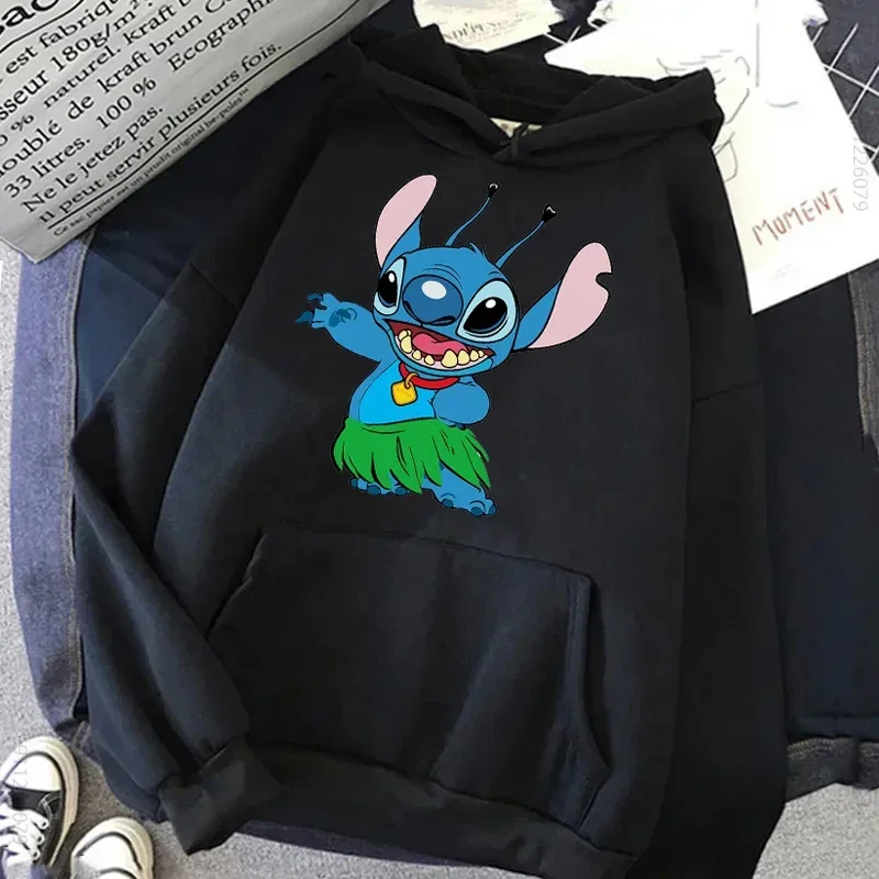 Lilo and Stitch Hoodies for Women\'s Sweatshirt Cartoon Stitch Graphic Hoodie Female Casual Long Sleeves Streetwear Clothing Tops