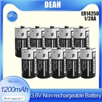 10PCS ER14250 ER 14250 CR14250SL 1/2 AA 1/2AA 3.6V 1200mAh PLC Industrial Lithium Battery For Camera Water Meter Primary Battery