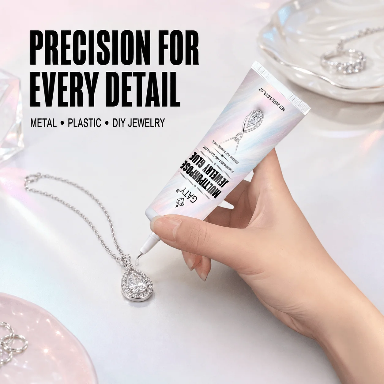 Professional Jewelry Glue, High-Strength Quick-Dry, Precision Steel Applicator, for Metal, Plastic, Jewelry Repair & DIY Craft