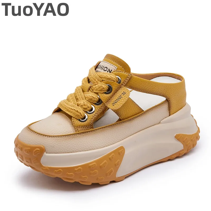 

8cm Hollow Synthetic Leather Leisure Breathable Summer Women Chunky Sneakers Mixed Color ROME Slippers Platform Wedge Sandals