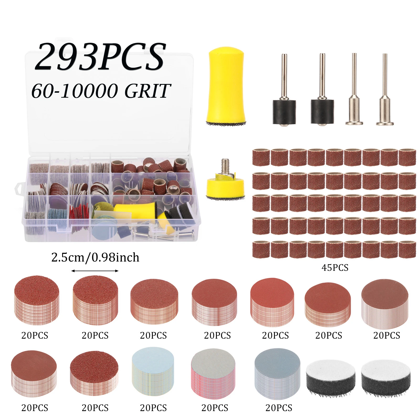 

1 Inch 25mm Sanding Discs and Drums for Dremel Rotary Tool Accessories Hook and Loop Sandpaper 60-10000 Grit for Wood Metal Craf
