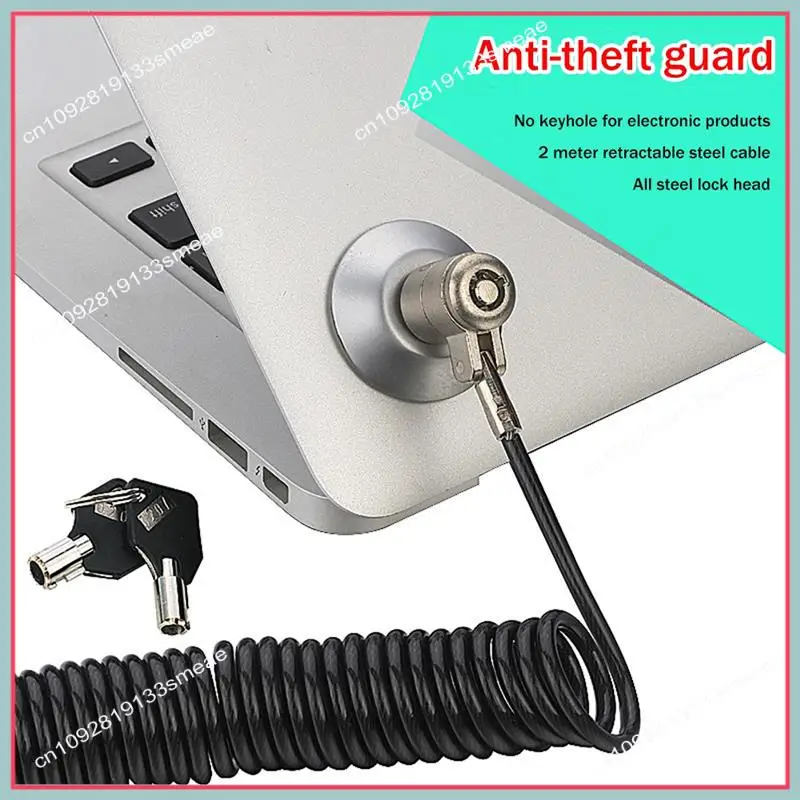 N94R Laptop Computer Lock Laptop Lock Anti-Theft Lock Universal Retractable Spring Rope Steel Cable Key Computer Lock
