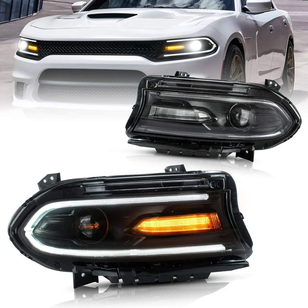 Sulinso 2pcs  Led Projector Headlights Compatible with Dodge Charger 7th Gen9(LD) Facelift 2015-2023, Not Fit Factory Xenon,