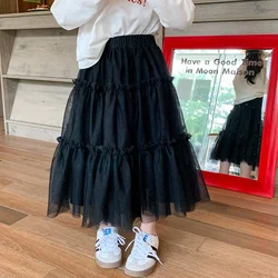 Baby Girls Skirts 2025 New Korean Style  Solid Color Children Little Fairy Large Skirt Gauze Girls Puffy Mesh Skirt