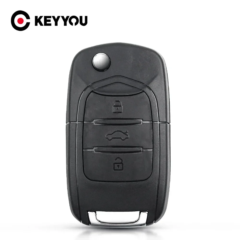 

KEYYOU For Wuling Hongguang Baojun 630 730 560 310 Folding Car Key Case 3 Buttons Flip Folding Replacment Remote Key Shell