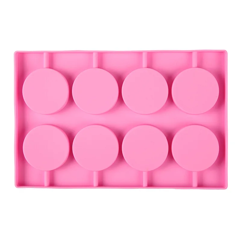 8-Cavity Round Silicone Lollipop Candy Mold Homemade Kids Cake Chocolate Cookies Decorating Tools Mould Baking Pastry