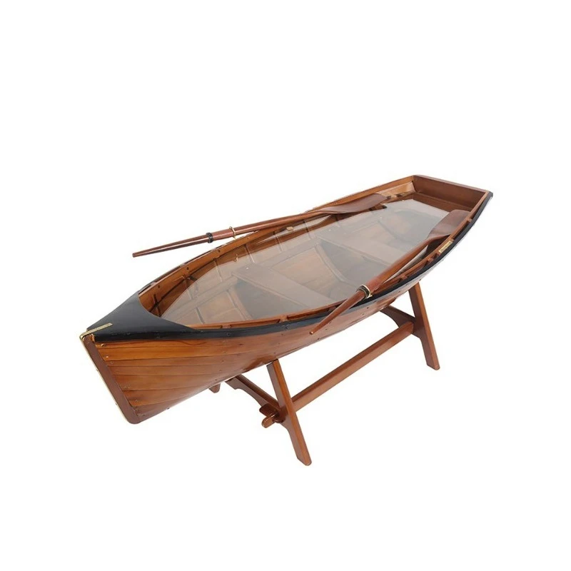 

Simple wooden boat type coffee table corner wine cabinet boat type storage cabinet living room decoration ornament
