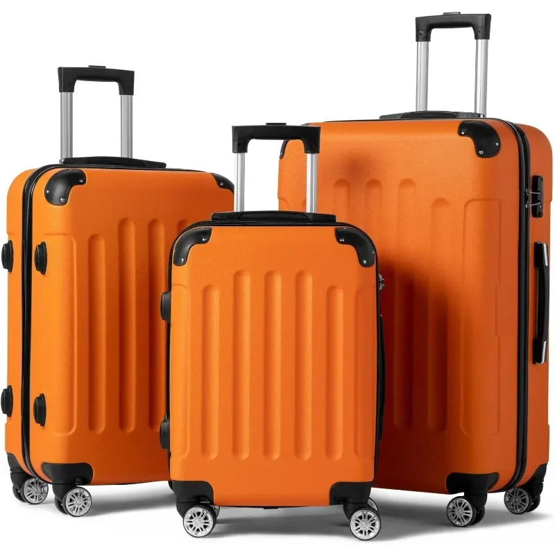 

3-Piece Luggage Set Travel Lightweight Suitcases with Rolling Wheels, TSA lock & Moulded Corner, Carry on Luggages