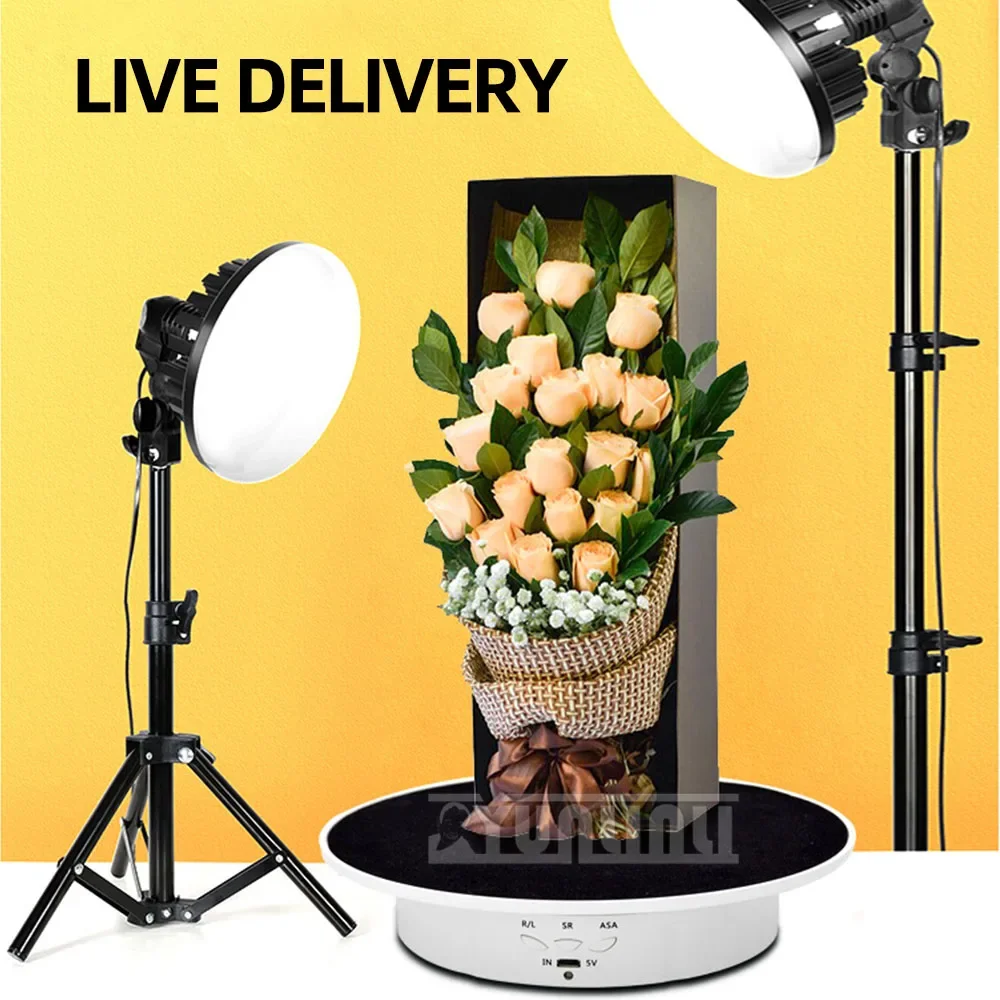 20cm Intelligent Electric Rotating Display Stand 360 Electric Rotating Product Jewelry Display Turntable For Video Shooting