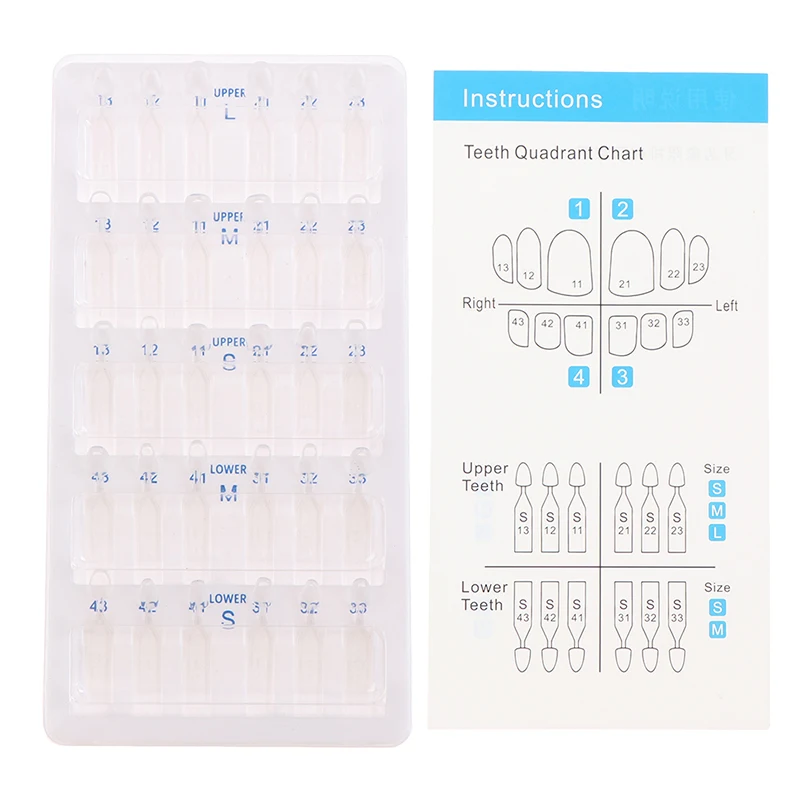 

30 Pcs Dental Composite Resin Veneers Mould Light Cure Teeth Anterior Adhesive Bonding Whitening Dentistry Accessories