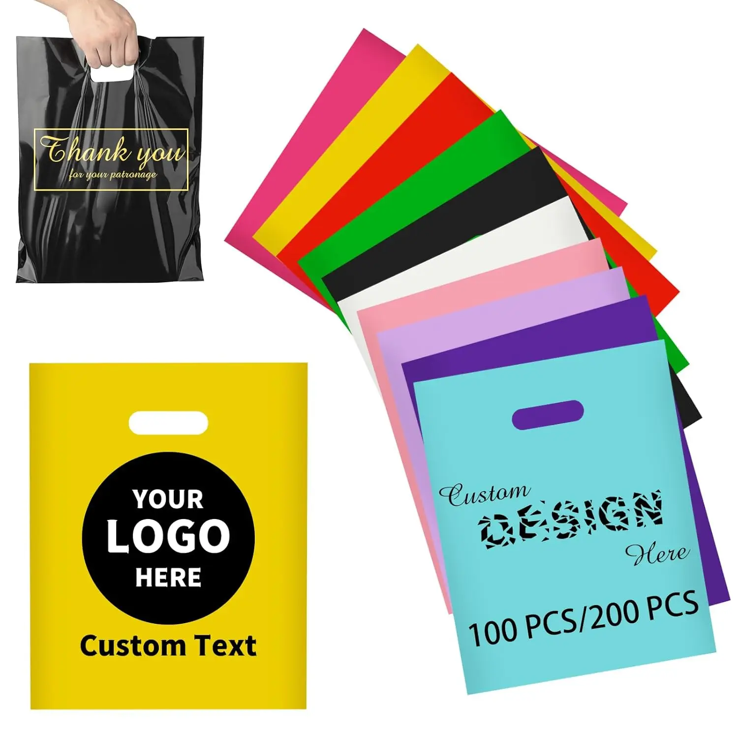 

Custom With LogoPlastic Personalized Gifts Bags for Small Businesses Clothing Store Bout Ques Supermarkets Retailers Part 200PCS